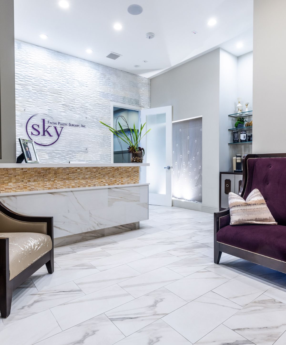 Elegant reception area of a plastic surgery clinic